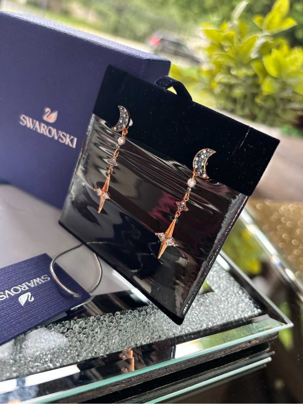 Swarovski Symbolic Pierced Earring Jackets feature celestial star and moon NWT - Picture 8 of 8